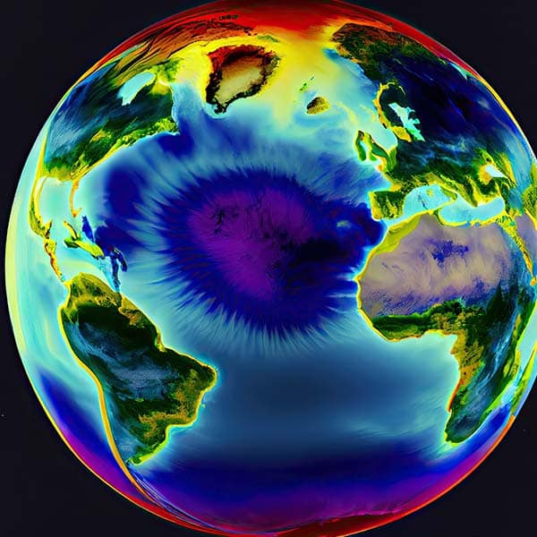 Earth with different weather projection colours