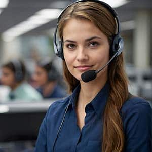 Woman using a headset